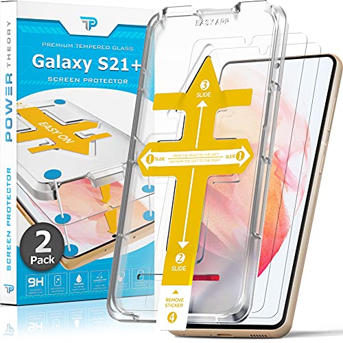 Power Theory Schutzglas für Samsung Galaxy S21 Plus Schutzfolie, Glas Displayschutz mit Schablone, Displayschutzfolie, Glas Folie mit Anbringhilfe [2 Stück] von Power Theory