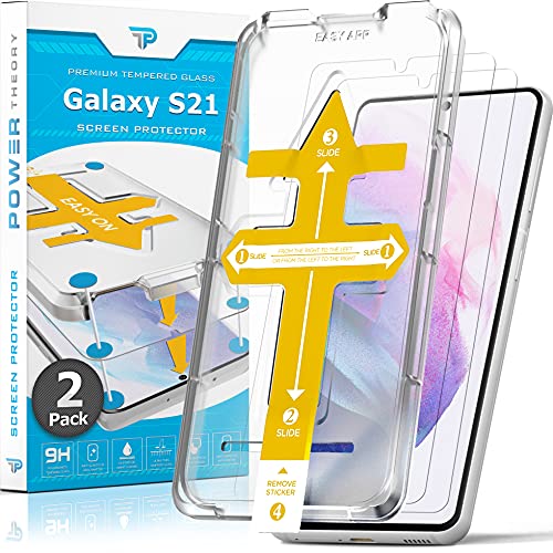 Power Theory Schutzglas für Samsung Galaxy S21 Schutzfolie, Glas Displayschutz mit Schablone, Displayschutzfolie, Glas Folie mit Anbringhilfe [2 Stück] von Power Theory
