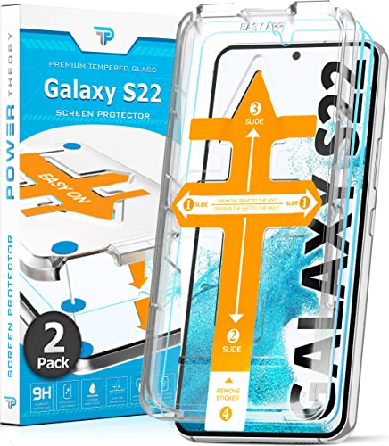 Power Theory Schutzglas für Samsung Galaxy S22 Schutzfolie, Glas Displayschutz mit Schablone, Displayschutzfolie, Glas Folie mit Anbringhilfe [2 Stück] von Power Theory