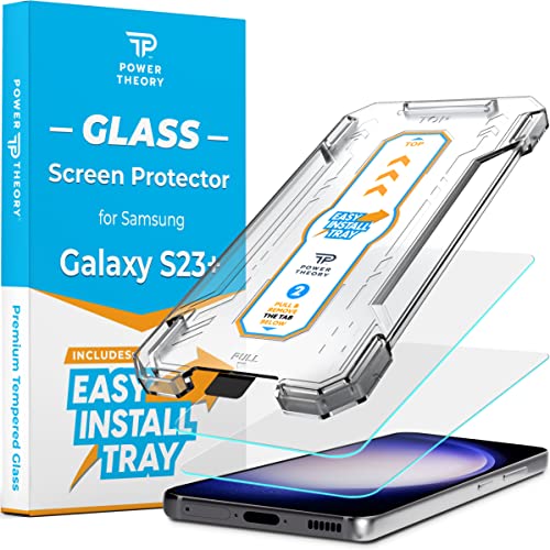 Power Theory Schutzglas für Samsung Galaxy S23 Plus Schutzfolie, Glas Displayschutz mit Schablone, Displayschutzfolie, Glas Folie mit Anbringhilfe [2 Stück] von Power Theory
