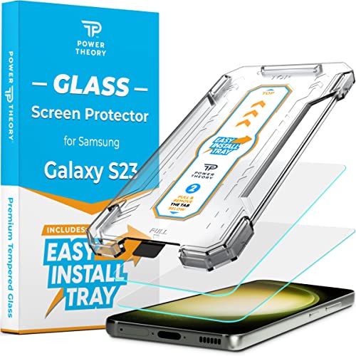 Power Theory Schutzglas für Samsung Galaxy S23 Schutzfolie, Glas Displayschutz mit Schablone, Displayschutzfolie, Glas Folie mit Anbringhilfe [2 Stück] von Power Theory