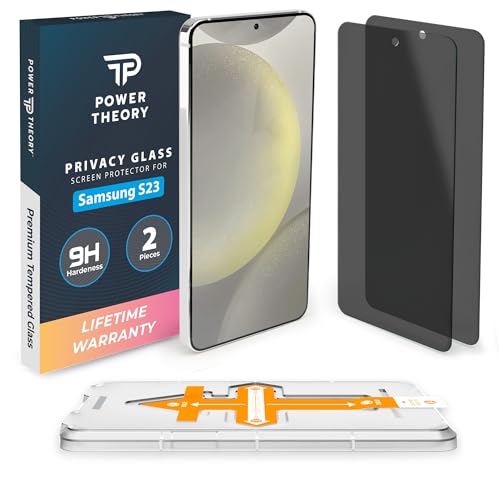 Power Theory Sichtschutz Glas für Samsung Galaxy S23 Schutzfolie, Ultra-Glas Sichtschutzfolie mit 9H Glas Bruchfestigkeit, Blasenfreie Anbringung & Schnelle Installation [2 Stück] von Power Theory