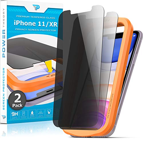 Power Theory Sichtschutz Glas für iPhone 11, iPhone XR Schutzfolie, Sichtschutzfolie mit Schablone, Glas Folie, Displayschutzfolie, Schutzglas [2 Stück] von Power Theory