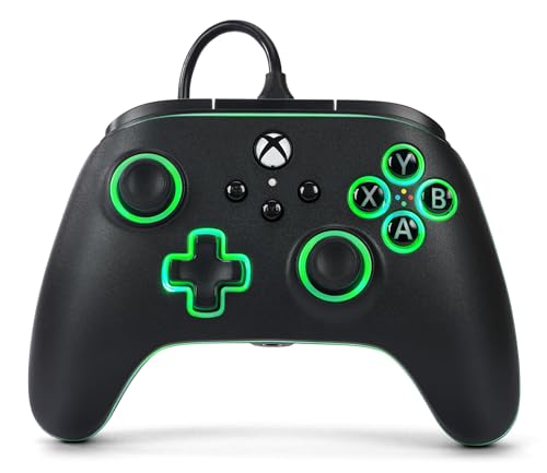 Kabelgebundener PowerA-Advantage-Controller für Xbox Series X|S mit Lumectra - Schwarz, Gamepad, kabelgebundener Videospiel-Controller, Gaming-Controller, Xbox One, offiziell lizenziert von PowerA