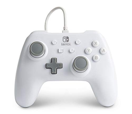 Kabelgebundener PowerA-Controller für Nintendo Switch - Weiß, Gamepad, Spiele-Controller, kabelgebundener Controller, Offiziell Lizenziert von PowerA