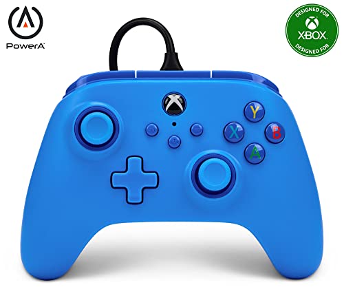 Kabelgebundener PowerA Controller für Xbox Series X|S und Windows 10/11 - Blau, Gamepad, kabelgebundener Videospiel-Controller, Gaming-Controller, kompatibel mit Xbox One, Type C, Offiziell lizensiert von PowerA