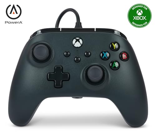 Kabelgebundener PowerA Controller für Xbox Series X|S und Windows 10/11 - Schwarz, Gamepad, kabelgebundener Videospiel-Controller, Gaming-Controller, kompatibel mit Xbox One, Offiziell lizensiert von PowerA