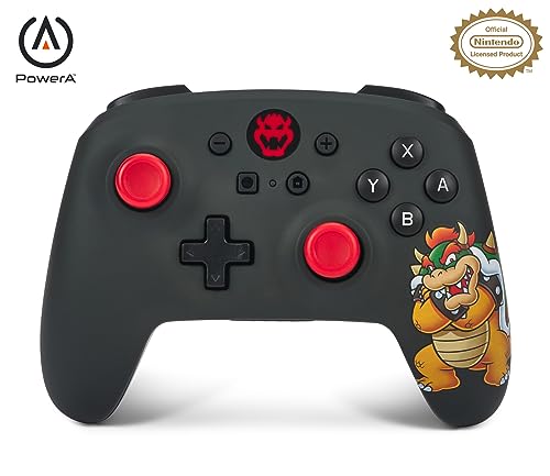 Kabelloser PowerA-Controller für Nintendo Switch - King Bowser, Nintendo Switch OLED-Modell, Nintendo Switch Lite, Gamepad, Spiele-Controller, Bluetooth-Controller, Offiziell Lizenziert von PowerA