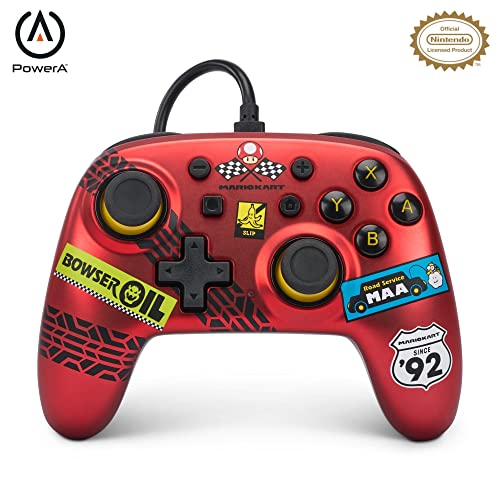 Der kabelgebundene PowerA-Nano-Controller für Nintendo Switch - Mario Kart: Racer Red, Nintendo Switch – OLED-Modell, Gamepad, Game-Controller, Offiziell Lizenziert von PowerA