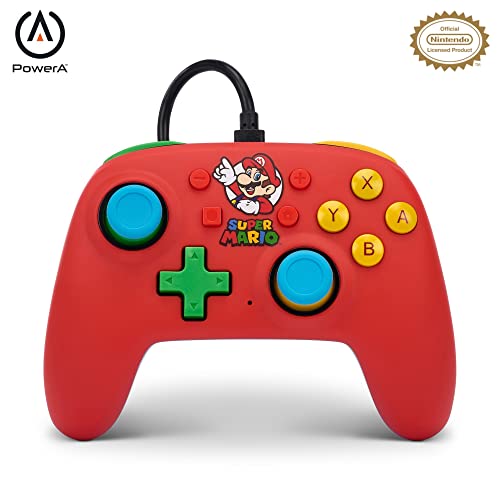 Der kabelgebundene PowerA-Nano-Controller für Nintendo Switch - Mario Medley, Nintendo Switch – OLED-Modell, Gamepad, Game-Controller, Offiziell Lizenziert von PowerA