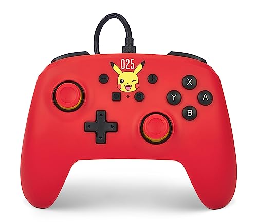 Kabelgebundener PowerA-Controller für Nintendo Switch - Lachendes Pikachu, Gamepad, Spiele-Controller, kabelgebundener Controller, Offiziell Lizenziert von PowerA