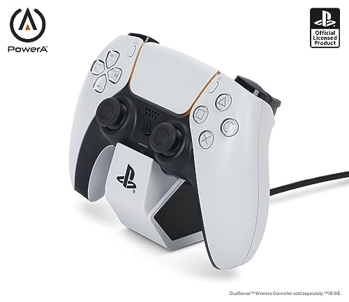 PowerA-Solo-Ladestation für DualSense Wireless Controller – Weiß, DualSense Controller-Ladestation, Laden, Sony Playstation, PS5, offiziell lizenziert von PowerA