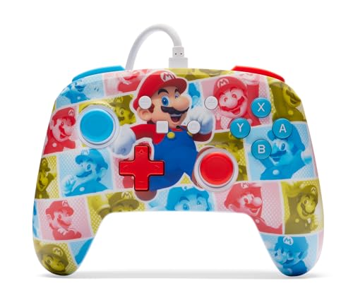 PowerA Verbesserter kabelgebundener Controller für Nintendo Switch - Mario-Heldenrolle, Gamepad, Game-Controller, kabelgebundener Controller, offiziell lizenziert von PowerA