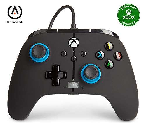 Verbesserter Kabelgebundener Controller von PowerA für Xbox Series X|S - Blue Hint, Gamepad, Kabelgebundener Videospiel-Controller, Gaming-Controller, Geeignet für Xbox One, Offiziell lizensiert von PowerA