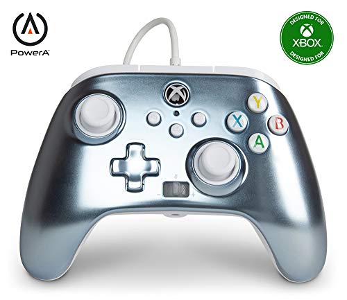 Verbesserter Kabelgebundener Controller von PowerA für Xbox Series X|S - Metallic Ice, Gamepad, Kabelgebundener Videospiel-Controller, Gaming-Controller, Geeignet für Xbox One, Offiziell lizensiert von PowerA