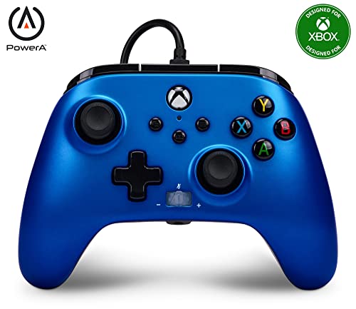 Verbesserter Kabelgebundener Controller von PowerA für Xbox Series X|S - Sapphire Fade, Gamepad, Kabelgebundener Videospiel-Controller, Gaming-Controller, Geeignet für Xbox One, Offiziell lizensiert von PowerA