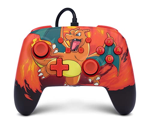 Verbesserter Kabelgebundener PowerA Controller für Nintendo Switch – Pokémon: Charizard Vortex, Gamepad, Game-Controller, Kabelgebundener Controller, Offiziell Lizenziert von PowerA