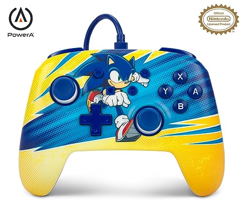 Verbesserter Kabelgebundener PowerA Controller für Nintendo Switch –Sonic-Boost, Gamepad, Game-Controller, Kabelgebundener Controller, Offiziell Lizenziert von PowerA