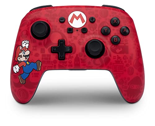 Verbesserter Kabelloser PowerA-Controller für Nintendo Switch - Here We Go Mario, Nintendo Switch Lite, Gamepad, Spiele-Controller, Bluetooth-Controller, Aufladbar, Offiziell Lizenziert von PowerA