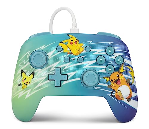 Verbesserter Kabelgebundener PowerA Controller für Nintendo Switch – Pikachu-Evolution, Gamepad, Game-Controller, Kabelgebundener Controller, Offiziell Lizenziert von PowerA