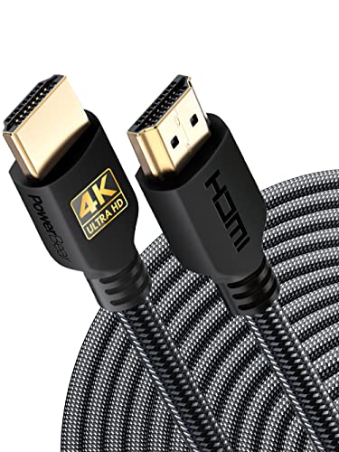PowerBear 4K HDMI Kabel 20 m|18Gbps Hochgeschwindigkeit HDMI Kabel,geflochtenes Nylon & Goldstecker, 4K @ 60Hz, Ultra HD, 1080P, ARC & CL3 zertifiziert für Laptop, Monitor, PS5,PS4 & mehr von PowerBear