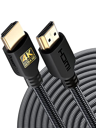 PowerBear 4K HDMI Kabel 7.6M | Hohe Geschwindigkeit, geflochtenes Nylon & Goldstecker, 4K @ 60Hz, Ultra HD, 2K, 1080P, ARC & CL3 Rated | für Laptop, Monitor, PS5, PS4, Xbox One, Fire TV, Apple TV PC von PowerBear