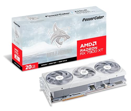 PowerColor Hellhound Spectral White AMD Radeon RX 7900XT Grafikkarte 20GB GDDR6 von PowerColor