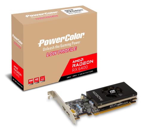 PowerColor Radeon RX 6400 Low Profile 4G (Gaming-Grafikkarte, 4GB, AXRX 6400 LP 4GBD6-DH), Mehrfarbig von PowerColor