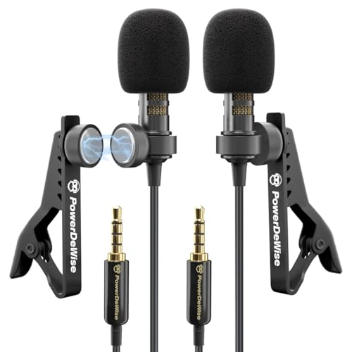 PowerDeWise 2 Lavalier Mikrofon Set für Dual Interview - Dual Ansteckmikrofon - 2 Lavalier Mikrofon Set - Perfekt als Blogging Vlogging Interview Mikrofon für iPhone 6, 7, 8, 8, X PowerDeWise 2 Lavalier Mikrofon Set für Dual Interview - Dual Ansteckmikrofon - 2 Lavalier Mikrofon Set - Perfekt als Blogging Vlogging Interview Mikrofon für iPhone 6, 7, 8, 8, X von PowerDeWise