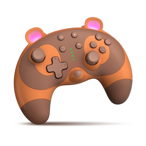 PowerLead Switch Controller - Cute Raccoon Animal Pro Controller for Switch Lite/OLED/PC, Wireless Switch Remote Controller Gamepad Joystick with Turbo/Motion Control/Wake-up, Vibration von PowerLead
