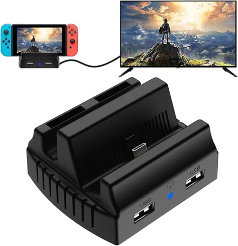 PowerLead Dock für Nintendo Switch OLED - Tragbare 4K HDMI Docking Station, Reise-TV-Adapter Mit High-Speed-Ladeständer und USB-C-Anschluss von PowerLead