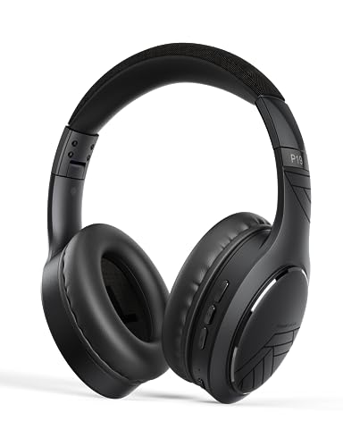 PowerLocus Bluetooth Kopfhörer, Bluetooth Kopfhörer Over Ear, Kabellose Kopfhörer, 70std. Spielzeit, Hi-Fi Tiefe Bässe Faltbar Headset mit Mikrofon für iPad/Handys/Laptops/PC (Schwarz/Grau) von PowerLocus