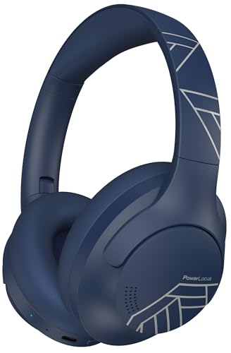 PowerLocus Bluetooth Kopfhörer Over Ear, 50 Stunden Spielzeit Kopfhörer Kabellos Faltbarer mit Mikrofon, Bluetooth 5.3, HiFi-Stereo, 90 Grad Drehbar Wireless Headphones für Handy/Reise/PC (Blau) von PowerLocus