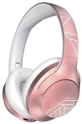 PowerLocus Bluetooth Kopfhörer Over Ear, 50 Stunden Spielzeit Kopfhörer Kabellos Faltbarer mit Mikrofon, Bluetooth 5.3, HiFi-Stereo, 90 Grad Drehbar Wireless Headphones für Handy/Reise/PC (Rose Gold) von PowerLocus