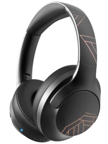 PowerLocus Bluetooth Kopfhörer Over Ear, 50 Std Spielzeit, 4 EQ-Modi, Kopfhörer Kabellos Faltbarer mit Mikrofon, HiFi-Stereo, 90 Grad Drehbar Wireless Headphones für Handy/Reise/Laptop/PC (Schwarz) von PowerLocus