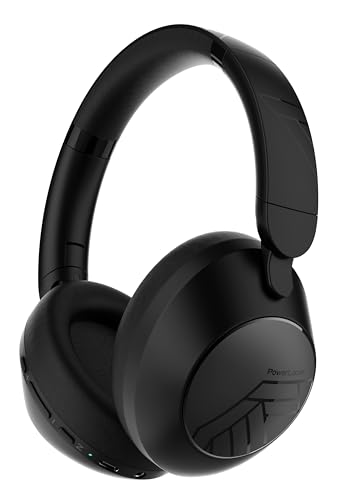 PowerLocus Bluetooth Kopfhörer Over Ear, Active Noise Cancelling Kopfhörer mit Mikrofon, 70std Spielzeit, Kabellose Kopfhörer, HiFi Stereo Tiefer Bass,Faltbares Wireless Headphones für Reisen/Handy/PC von PowerLocus