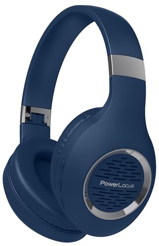 PowerLocus Bluetooth Kopfhörer Over Ear, Kabellose Kopfhörer Faltbarer mit Mikrofon, Hi-Fi-Stereo tiefer Bass,weicher Ohrenschützer kabelloses & kabelgebundenes Headset für Handy,Tablet,PC (Blau) von PowerLocus