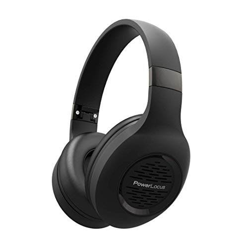 PowerLocus Bluetooth Kopfhörer Over Ear, Kabellose Kopfhörer Faltbarer mit Mikrofon, Hi-Fi-Stereo tiefer Bass,weicher Ohrenschützer kabelloses & kabelgebundenes Headset für Handy,Tablet,PC (Schwarz) von PowerLocus