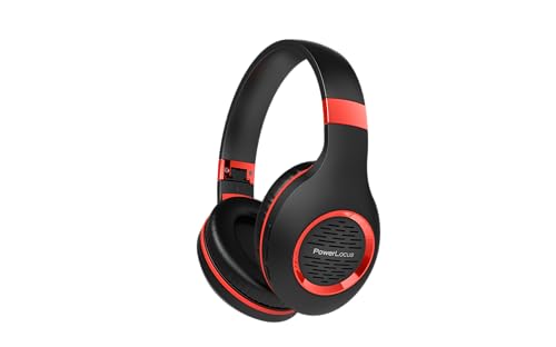 PowerLocus Bluetooth Kopfhörer Over Ear, Kabellose Kopfhörer Faltbarer mit Mikrofon, Hi-Fi-Stereo tiefer Bass,weicher Ohrenschützer kabelloses & kabelgebundenes Headset für Handy,Tablet,PC (Rot) von PowerLocus