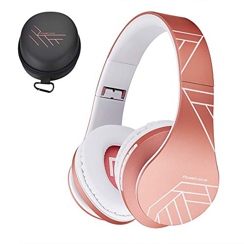 PowerLocus Bluetooth Over-Ear Kopfhörer, Kabellos Stereo Faltbare Kopfhörer Kabellose und Kabel-Kopfhörer mit Integriertem Mikrofon, Micro SD/TF, FM für Handys/iPad/Laptops & PC (Rose Gold) von PowerLocus