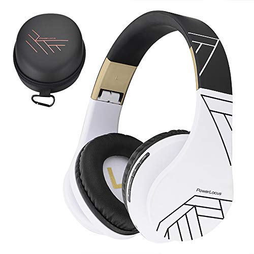 PowerLocus Bluetooth Over-Ear Kopfhörer, Kabellos Stereo Faltbare Kopfhörer Kabellose und Kabel-Kopfhörer mit Integriertem Mikrofon, Micro SD/TF, FM für Handys/iPad/Laptops & PC (Schwarz/weiß) von PowerLocus