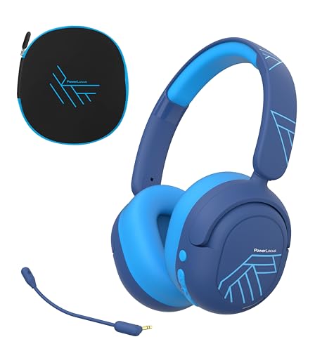 PowerLocus Bluetooth Kopfhörer Kinder, Aktive Geräuschunterdrückung, 70H Spielzeit, 74/85/94dB Sichere Lautstärke, Kinder Kopfhörer mit Boom Mikrofon, Kabellos und Kabel Kinderkopfhörer mit Tasche von PowerLocus