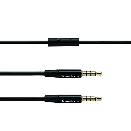 PowerLocus Klinkenkabel 3,5mm Audio Kabel - Aux Kabel 3.5mm Mit Mikrofon für Kopfhörer, Audio Kabel für Handys, PC, TV, Xbox, PS4 und Mehr (Schwarz) von PowerLocus