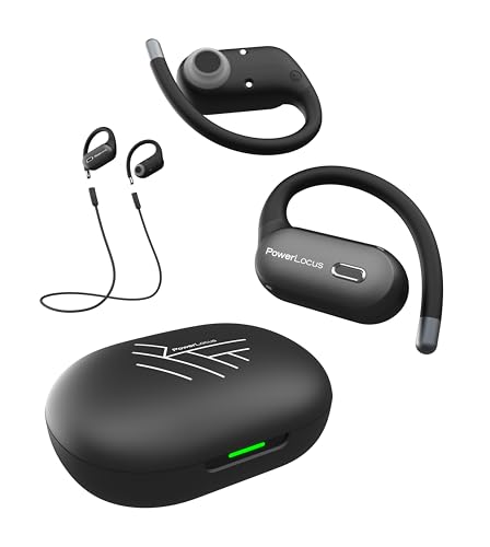 PowerLocus Kabellose Sport-Kopfhörer, Open-Ear Kopfhörer mit flexiblem Ohrbügel, Stereo-Sound, wasserdicht, komfortables Design, kabellose Bluetooth-Kopfhörer mit ENC-Mikrofon PowerLocus Kabellose Sport-Kopfhörer, Open-Ear Kopfhörer mit flexiblem Ohrbügel, Stereo-Sound, wasserdicht, komfortables Design, kabellose Bluetooth-Kopfhörer mit ENC-Mikrofon von PowerLocus
