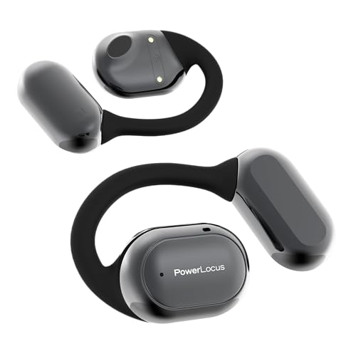 PowerLocus Open Ear Kopfhörer Bluetooth, SportKopfhörer Kabellose Ohrhörer, Touch-Bedinung, Tiefer Bass, Stabil Wasserdicht Wireless Earbuds mit Mikrofon für Sport, Laufen, Radfahren von PowerLocus