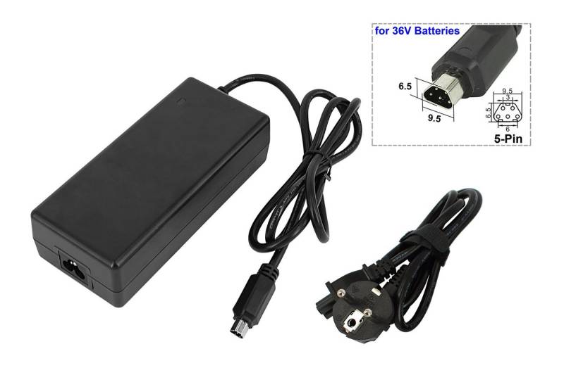 PowerSmart CAA081020E Batterie-Ladegerät (36V LI-ION 42V 2A Akkuladegerät für Elektrofahrräder mit 5-poligem Anschluss) von PowerSmart