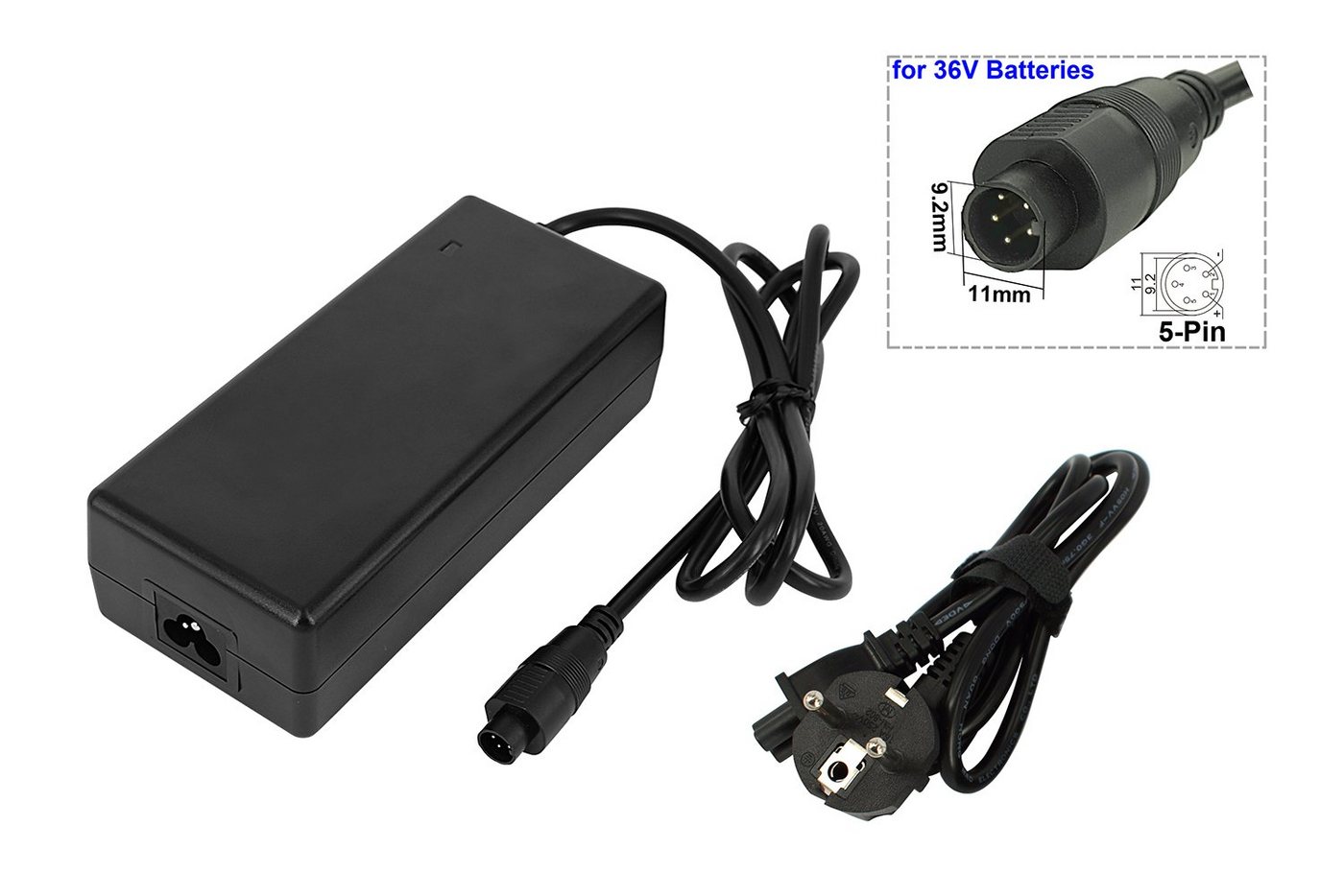 PowerSmart CAA081020E.502 Batterie-Ladegerät (2A 42V(Ausgang) Netzteil für E-Bike Phylion / Joycube 36V Akkus, mit 5-Pin SVD Stecker 36V) von PowerSmart