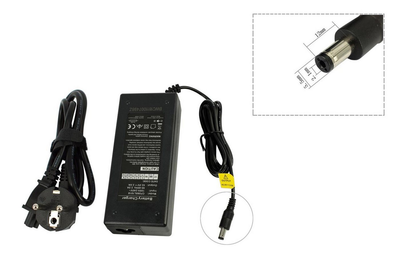 PowerSmart CF080L1018E.001 Batterie-Ladegerät (36V 2A Elektrofahrrad für Scrapper EXC 1, Scrapper EXC 2, Scrapper EXC 3) von PowerSmart