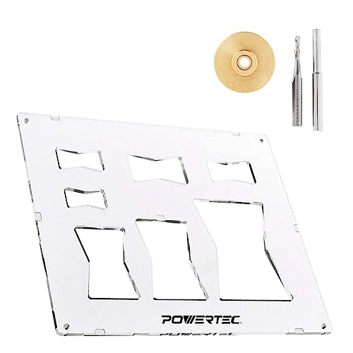 POWERTEC 71869 Oberfräsen-Bits, massives Messing-Inlay-Set mit Schmetterlingsschablone, 7-in-1, dekorative Fliege von PowerTec
