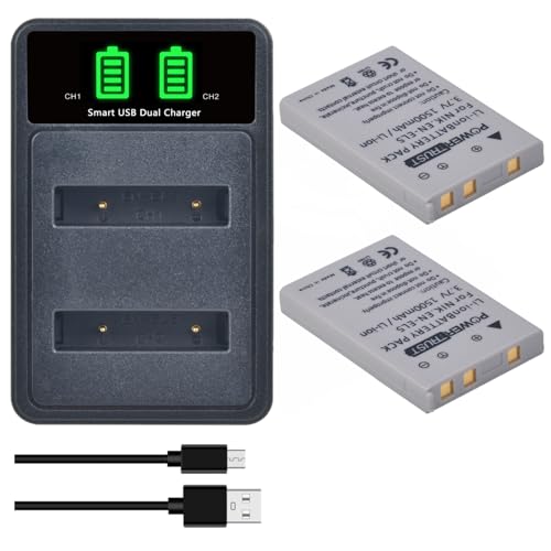 PowerTrust 1500mAh EN-EL5 Akku und Ladegerät für Nikon COOLPIX P530 P520 P510 P500 P100 P90 P80 P6000 P5000 P5100 P4 P3 S10 7900 5900 von PowerTrust